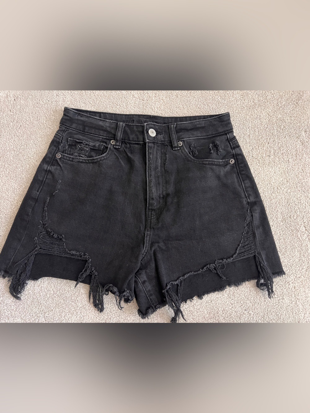 American Eagle Black Distressed Cutoff Denim Shorts — Size 4